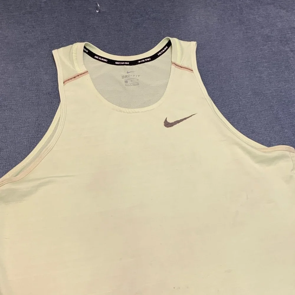 Nike Dri Fit Tank Top Womens XL Lime Green Mesh Lined Running Swoosh Performance